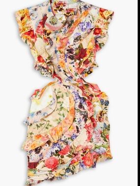 Zimmermann Floral Ruffle Mini Dress open back